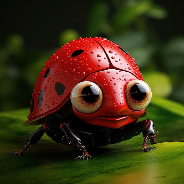 Foto ladybug 3d con occhi nello stile di disegni di personaggi stravaganti