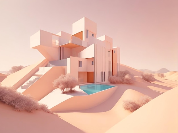 3d landscape abstract concept data visualization minimal building technological representation