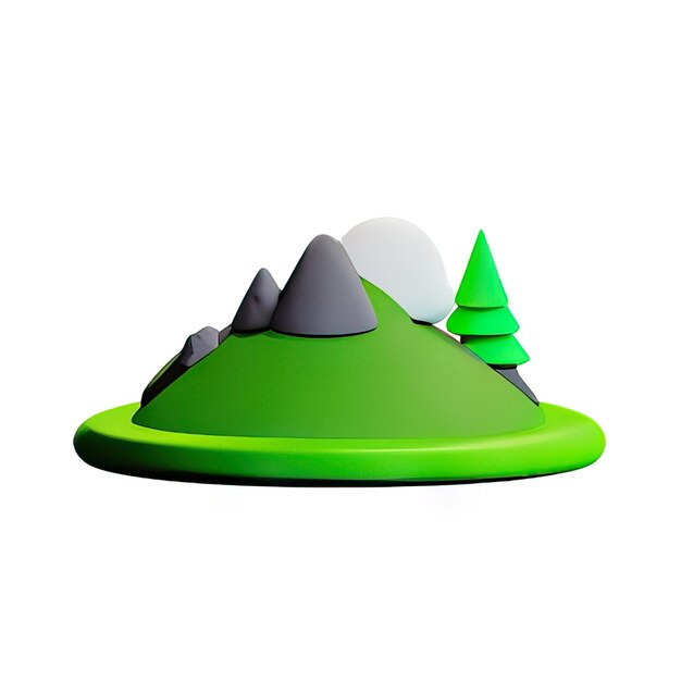 Photo 3d landscape icon illustration