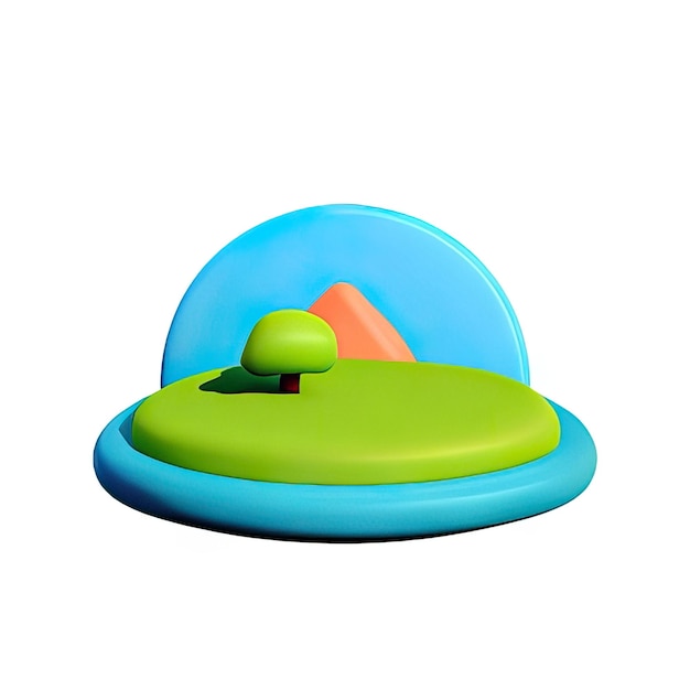 3D landscape icon illustration