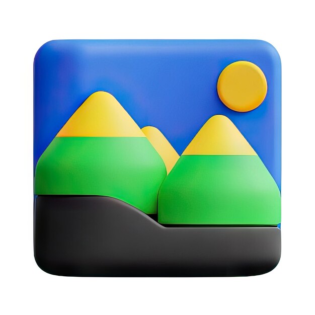 Photo 3d landscape icon illustration