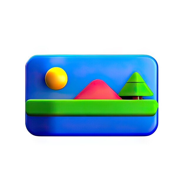 Photo 3d landscape icon illustration