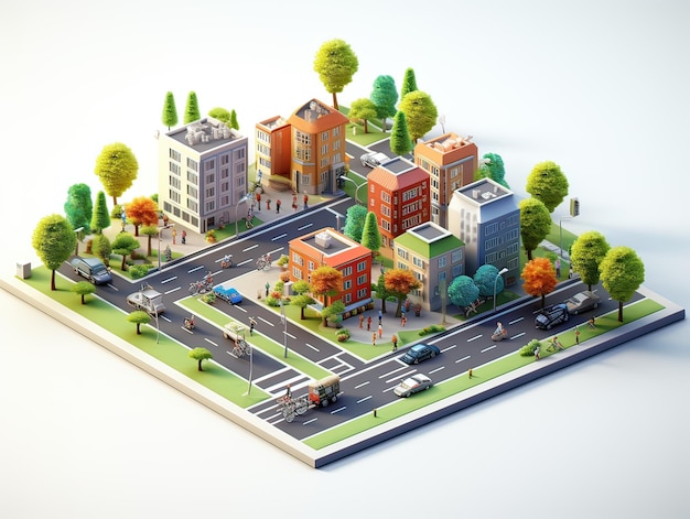 3D пейзажная миниатюра города