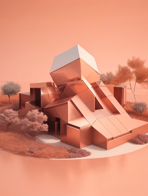 3D-landschap Abstract concept Data visualisatie Minimaal gebouw Technologische weergave