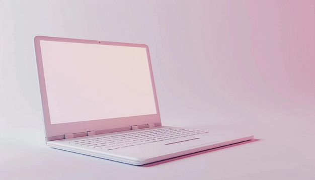 3d laptop device with screen and keyboard