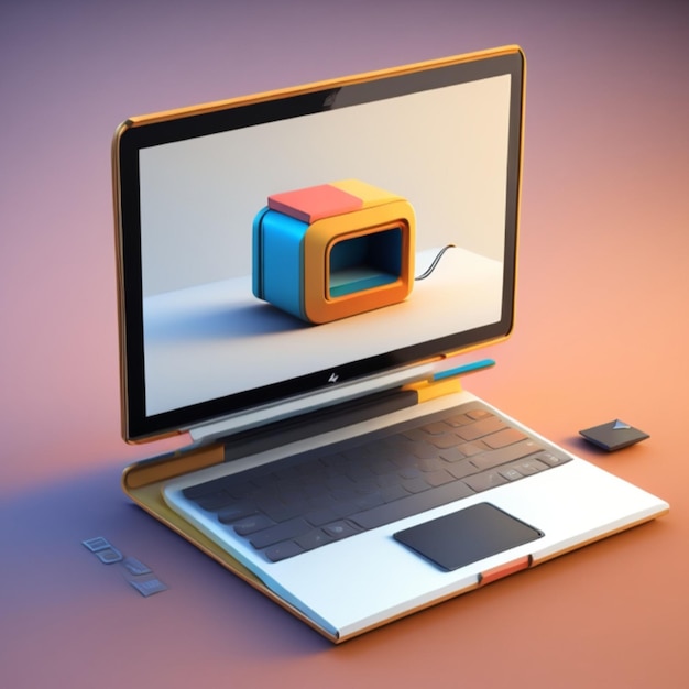 3d laptop icon 3d rendering