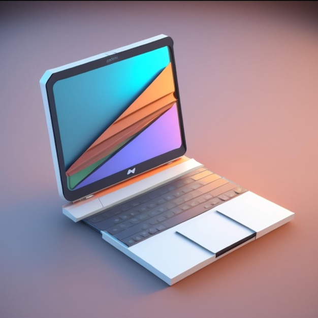 3d laptop icon 3d rendering