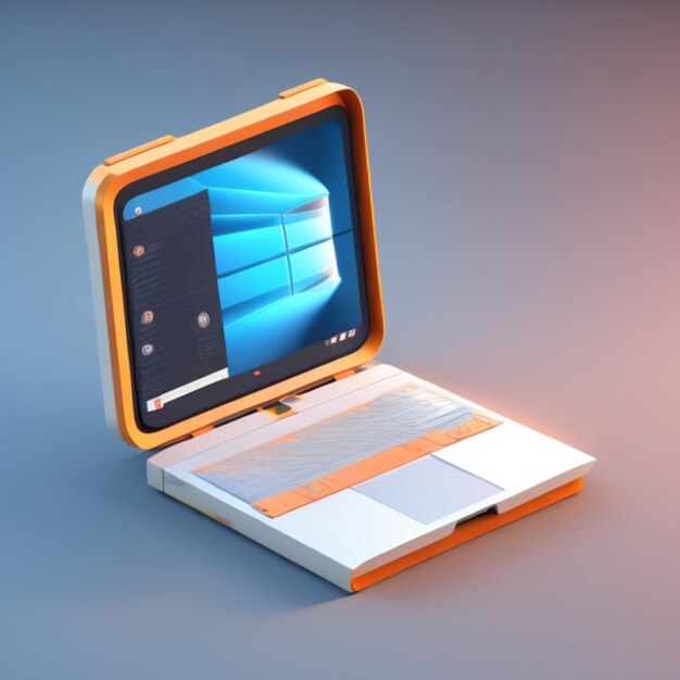 Photo 3d laptop icon 3d rendering