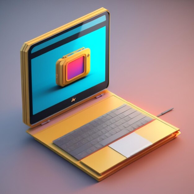 3d laptop icon 3d rendering