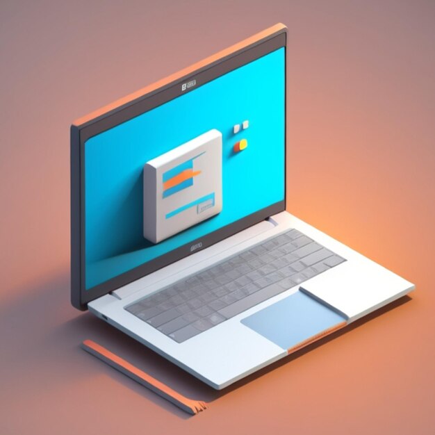 3d laptop icon 3d rendering