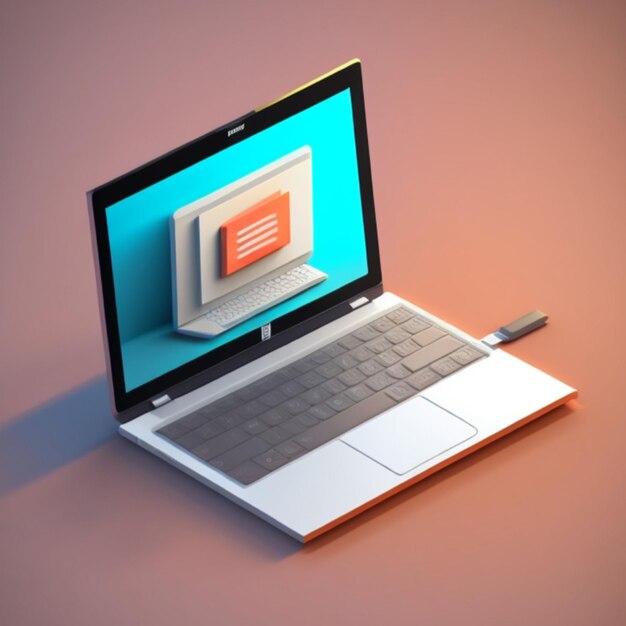 Photo 3d laptop icon 3d rendering