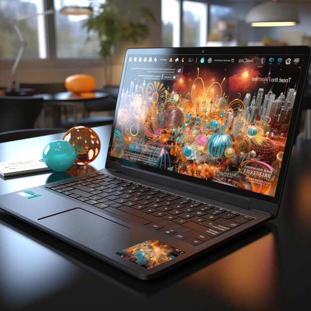 3d behind laptop marketing icon around