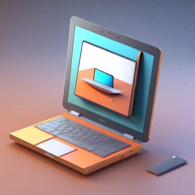 3D-laptop pictogram 3D-rendering