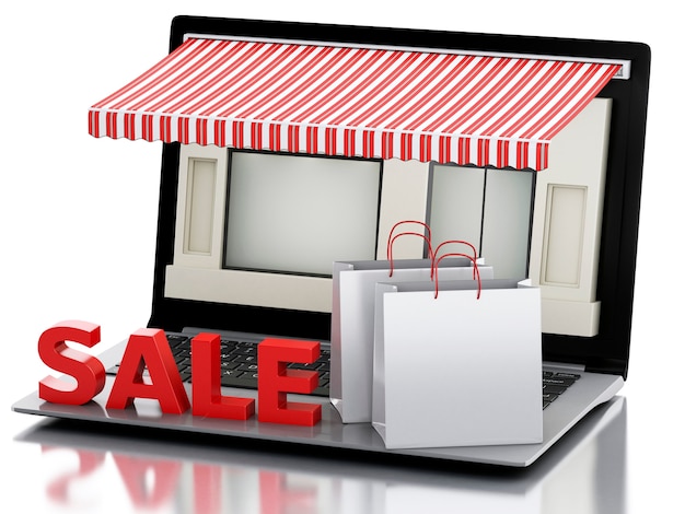 3d Laptop store, e-commerce.