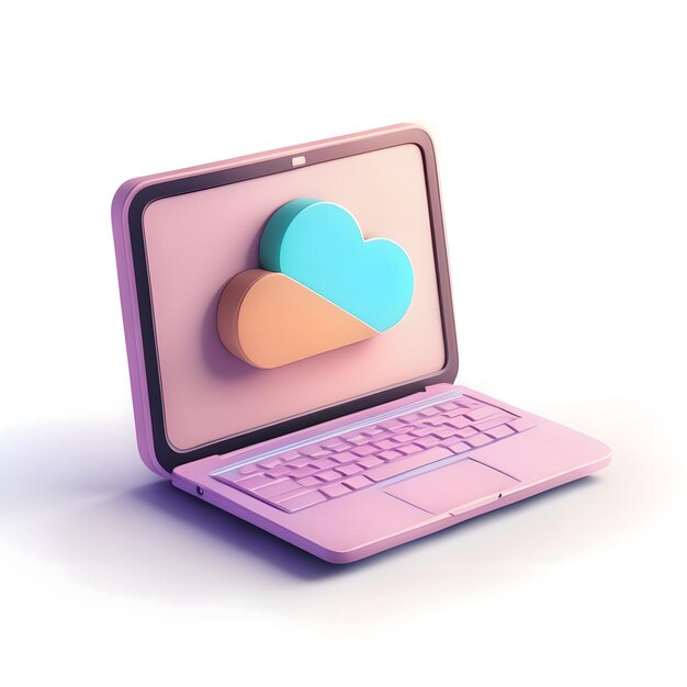 3d laptop with cloud