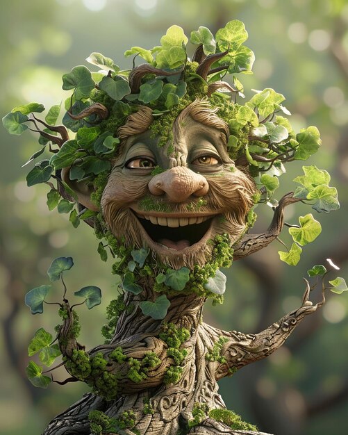 Photo a 3d laughing tree character