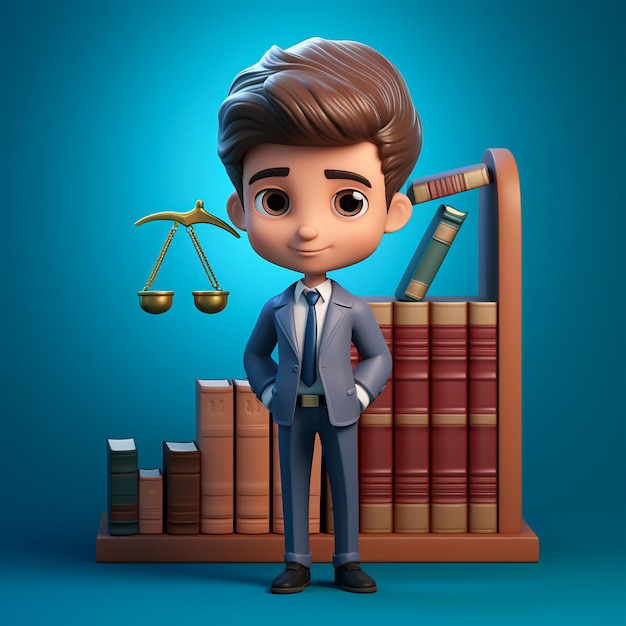 Photo 3d lawyer cartoon character