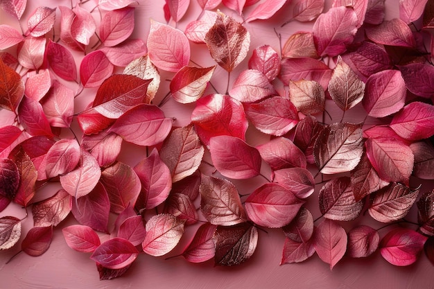 3D leaves in rose gold brown and pink create a lush background