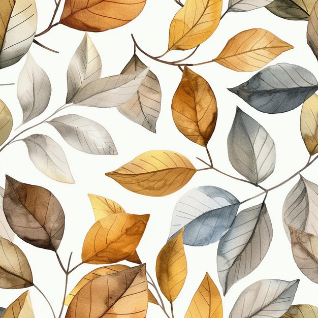 3D листья акварели бесшовный текстильный рисунок