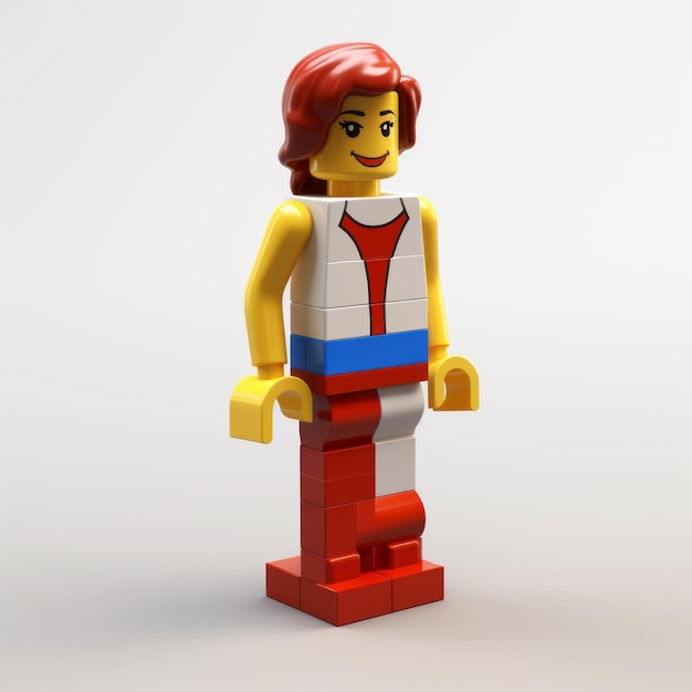 3d Lego Female Model In Red And Blue Vray Style