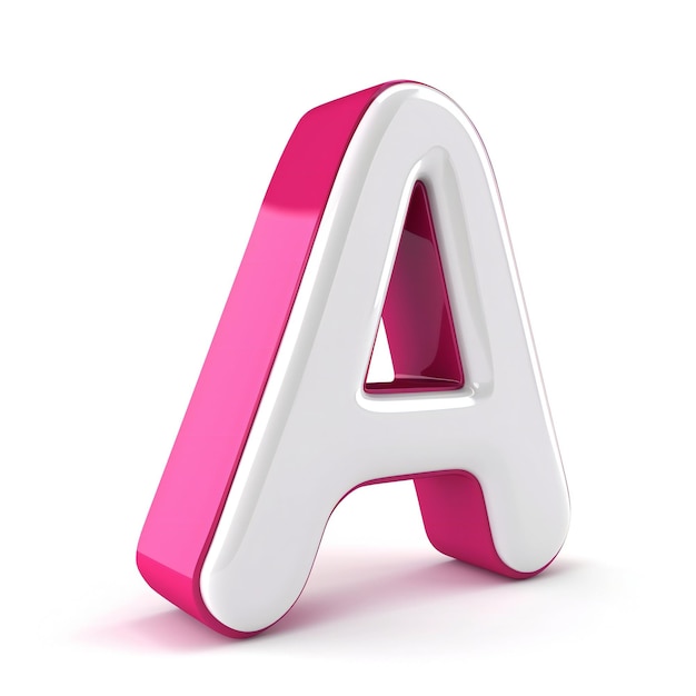 Фото 3d буква а с розовыми акцентами изолирована на белом фоне современный дизайн типографии