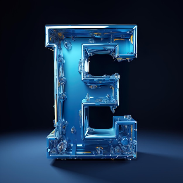 3D letter E blauwe letter op blauwe achtergrond