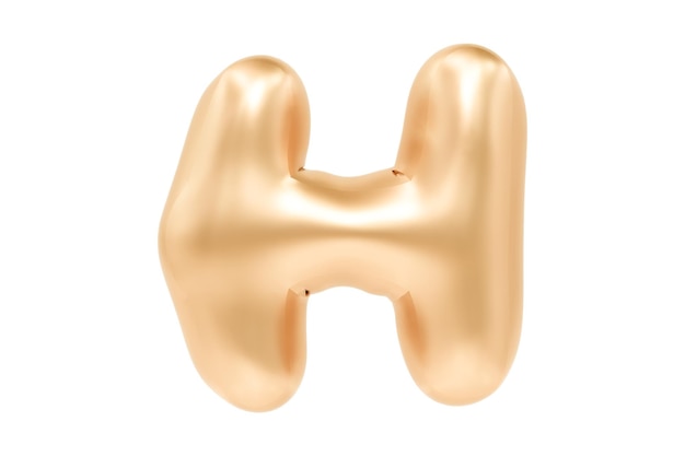 3D Letter H gemaakt van realistische helium gouden ballon Premium 3d illustratie