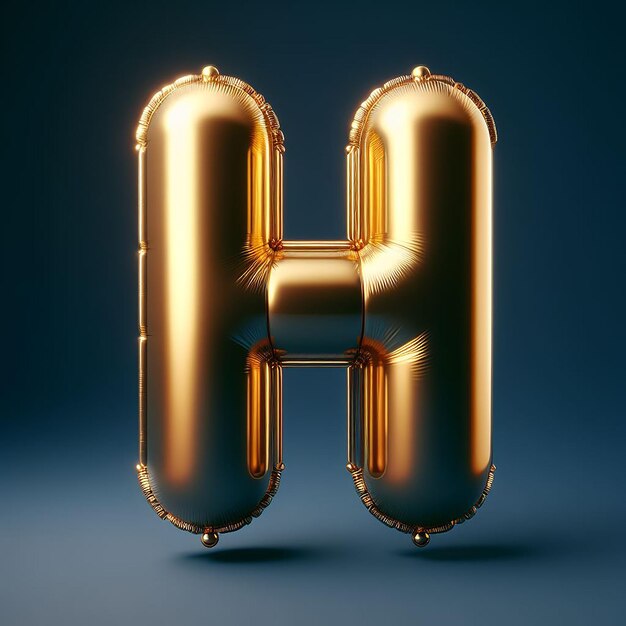 Фото 3d буква h из реалистичного гелия золотой воздушный шар премиум 3d иллюстрация