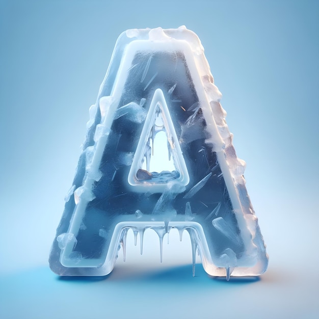 Photo 3d letter a ice text effect generativeai