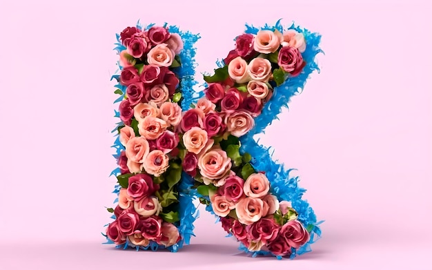 3d letter K met bloemen