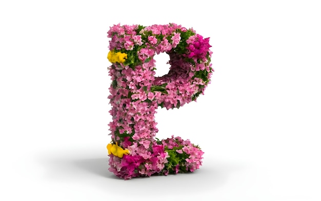 3d letter p with of flowers