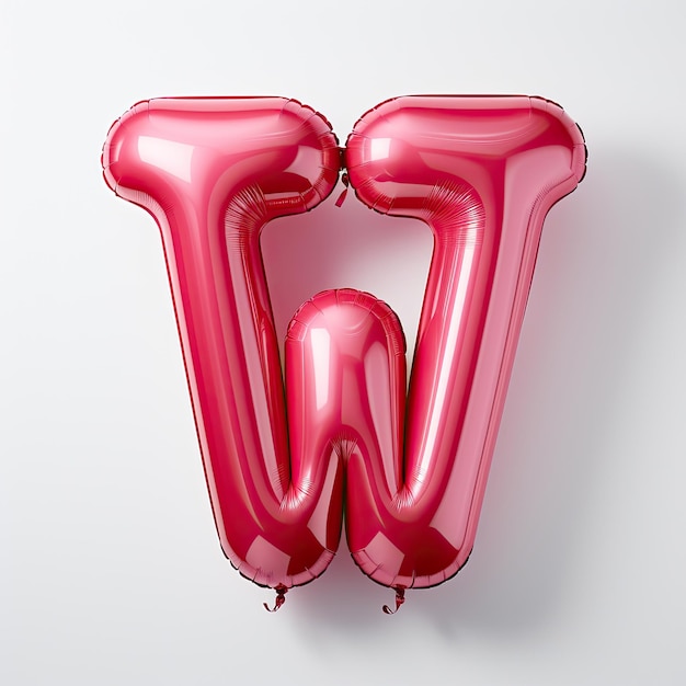 Photo 3d letter w made of round and shinny inflatable red ballon on white background