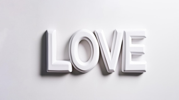 3D letters of love on white background