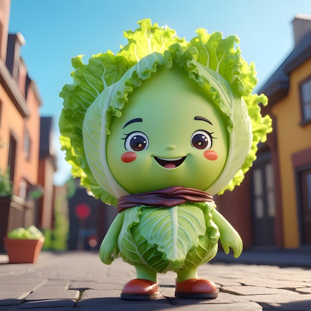 3d lettuce cartoon character