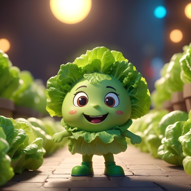 3D-lettuce cartoon personage