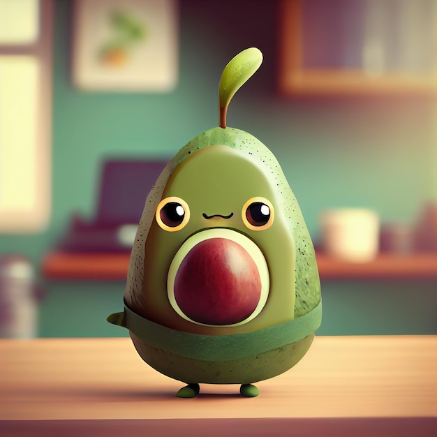 3d Leuke Avocado Stripfiguur Generatieve AI