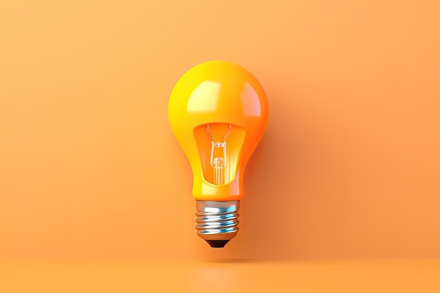 3D light bulb icon isolated on bright studio background