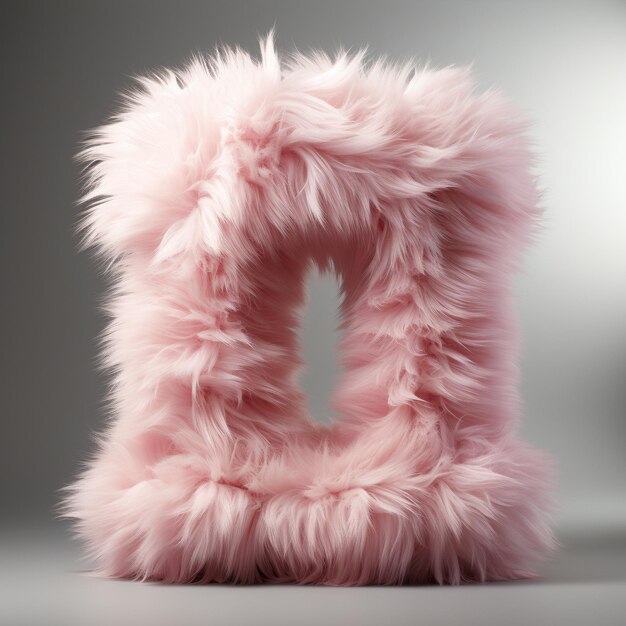 3d light pink fluffy letter O on gray background generative AI