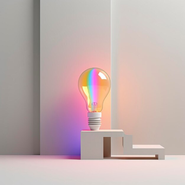 3d light on in the white background Generative AI