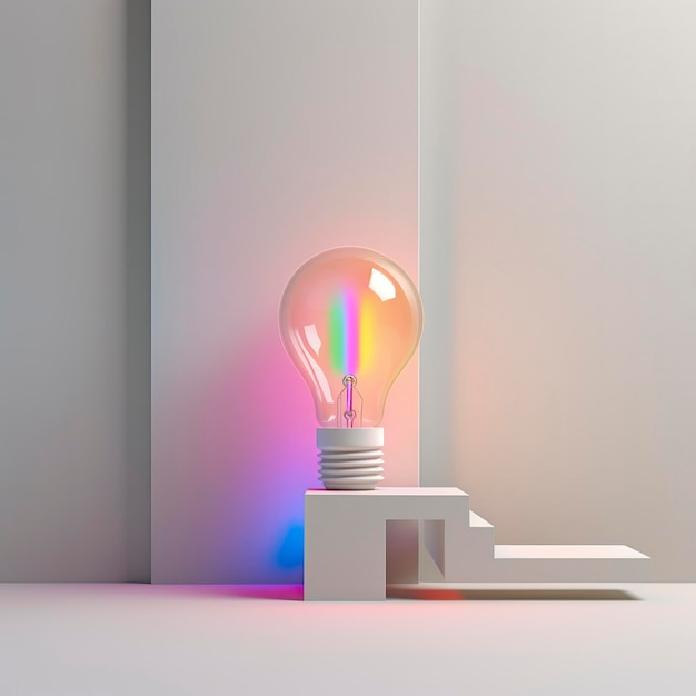 3d light on in the white background Generative AI