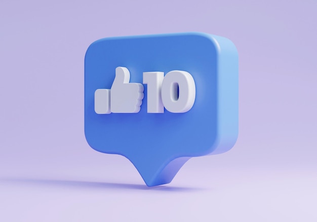 3d like concept icon on blue background or 3d social media icon like on blue background