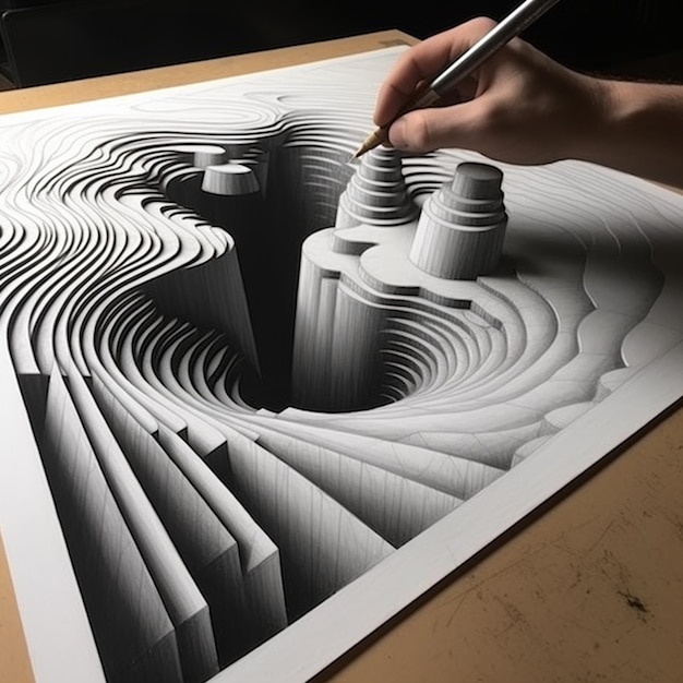 Premium Photo 3d line drawing painting