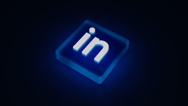 3d LinkedIn application logo presentation