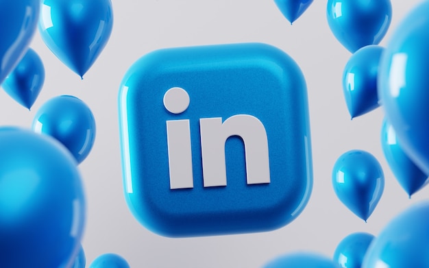 3d linkedin logo met glanzende ballonnen