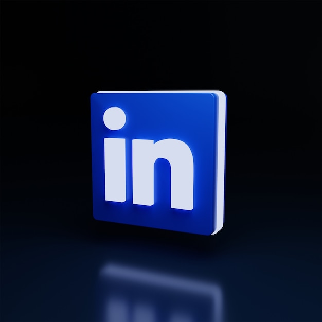 Foto 3d linkedin logo pictogram gloed hoge kwaliteit render