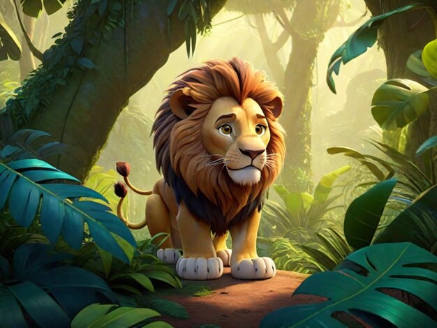 Photo a 3d lion cartoon character