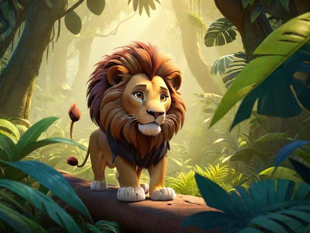 Photo a 3d lion cartoon character