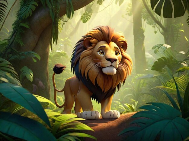 Photo a 3d lion cartoon character