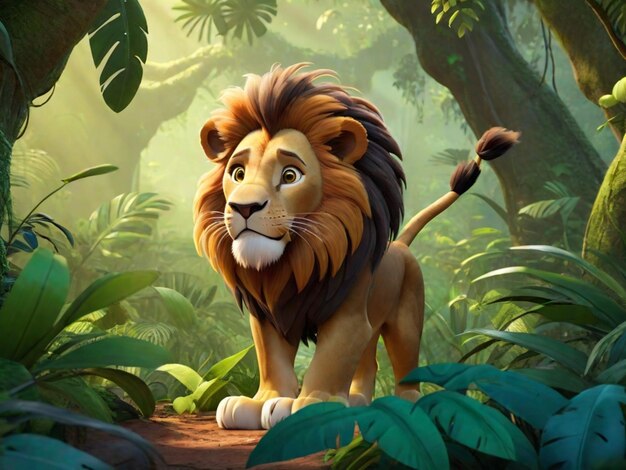 A 3d lion cartoon character