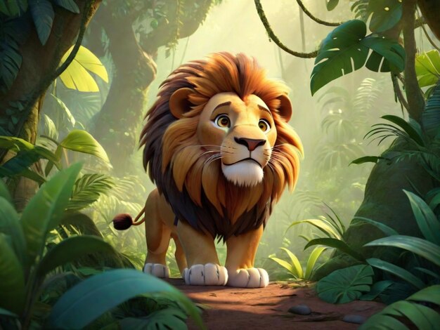 A 3d lion cartoon character